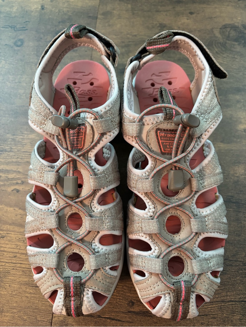 Bass Women’s HydroCool Reef Sandals in Light Pink and Beige 6.5 -Beach -Hiking